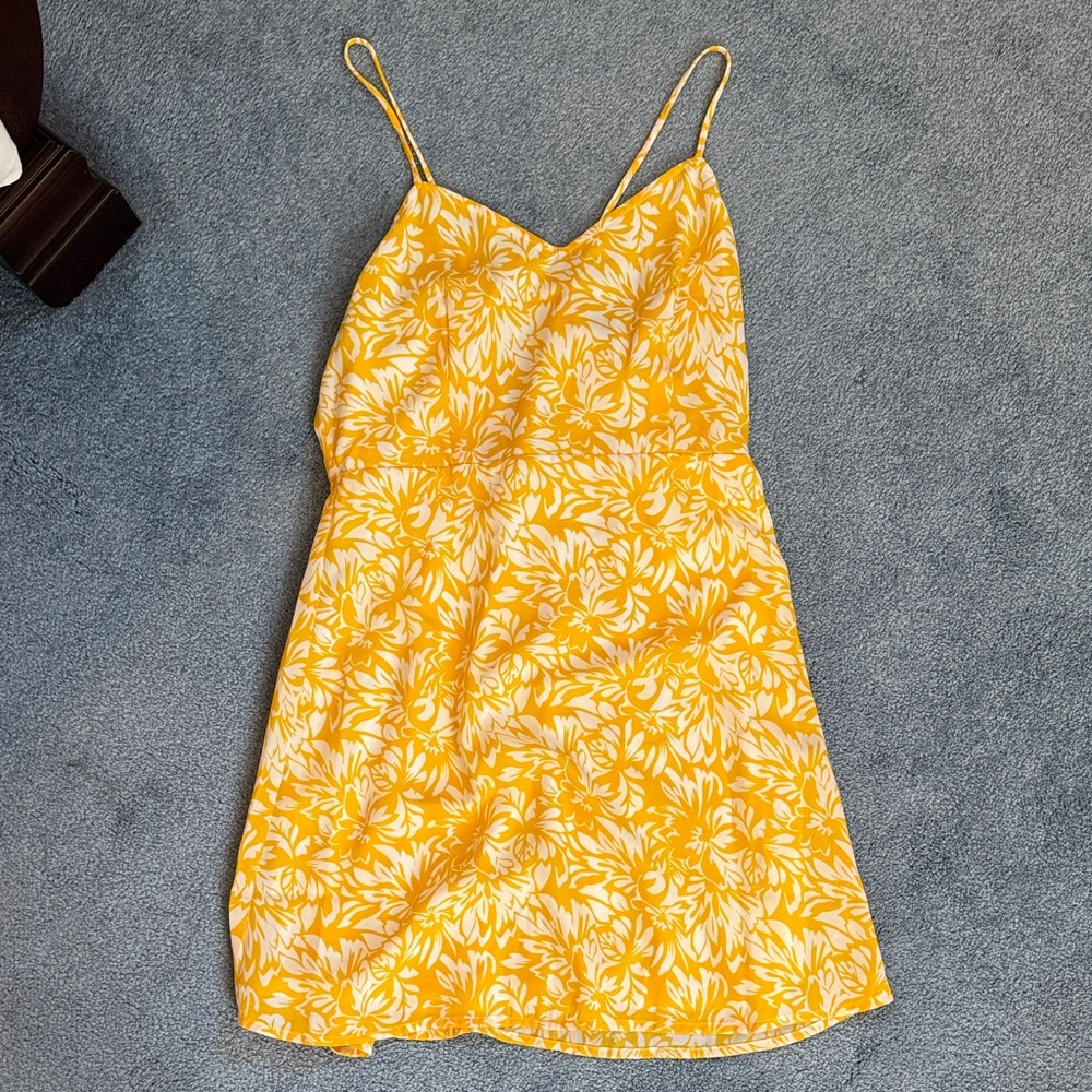 Lulus Yellow Floral Mini Dress